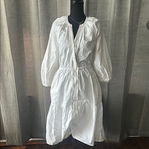 UNTUCKit White Long Sleeve Wrap Dress with Plunge Neckline - Picture 1 of 5